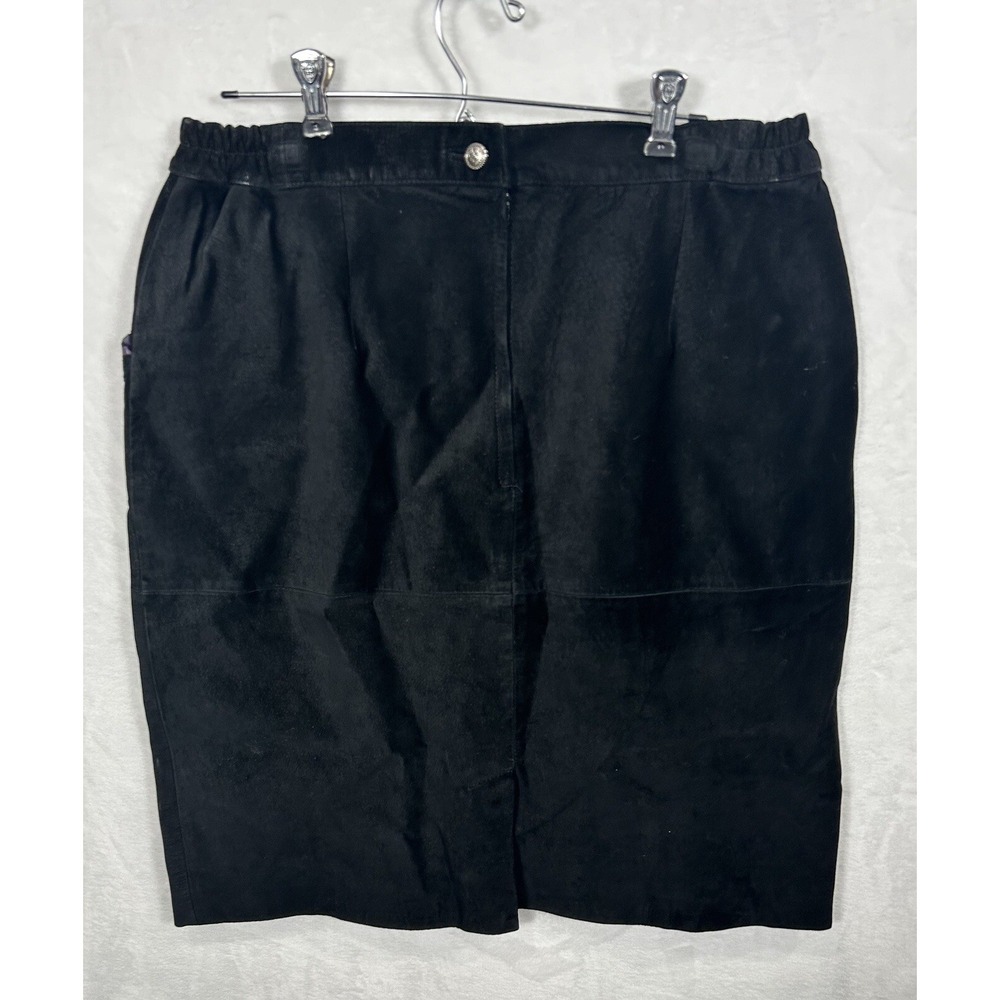 Vintage Vanna White Original Black Purple Suede Leather Skirt Sz 10 Women's - Picture 3 of 9